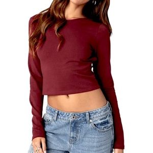 PINK Victoria's Secret Burgundy Long Sleeve Tee